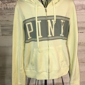 PINK VICTORIA’S SECRET zip-up hoodie green sweatshirt size large PINK hoodie